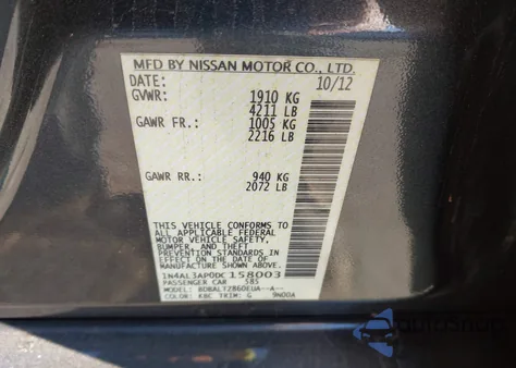 2013 Nissan Altima 2.5 Sv from USA, damaged, VIN 1N4AL3AP0DC158003